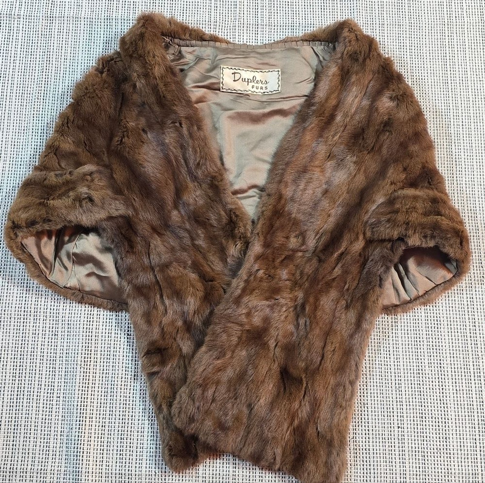 Duplers Furs Vintage Mid Century Mink Stole Cape Wrap Brown Chocolate S/M Formal