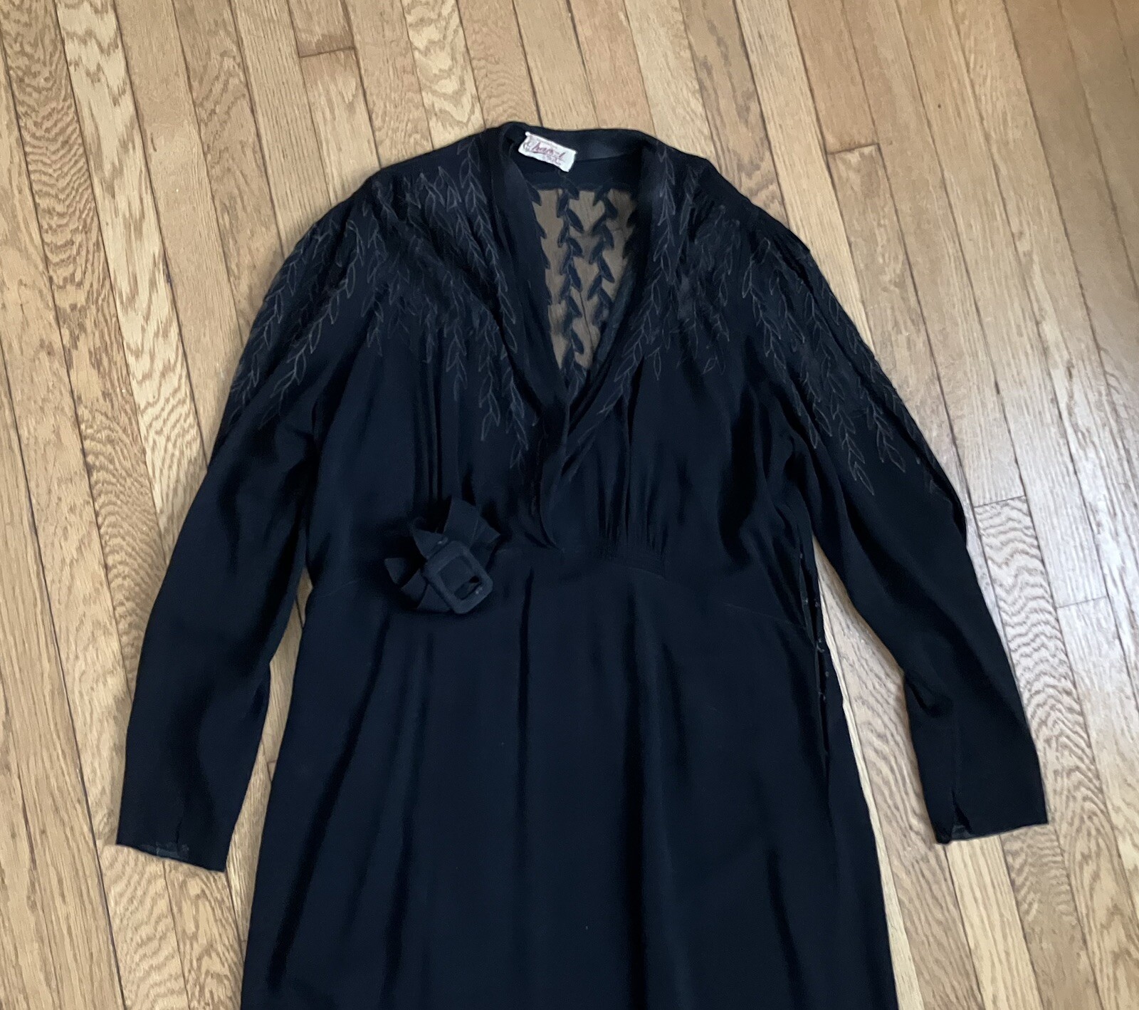 Vintage 1930’s Coco Chanel Paris Adaptation Dress Antique Black Women’s Large