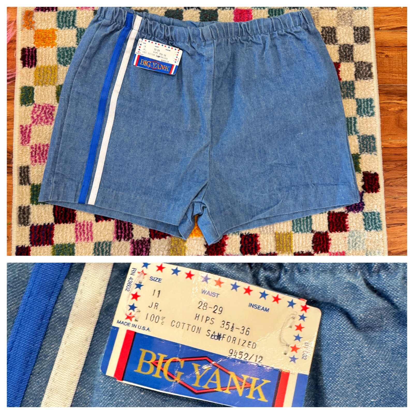 Vtg 70s Big Yank NWT NOS Daisy Duke Jean Denim Stripe Chambray Micro Shorts M