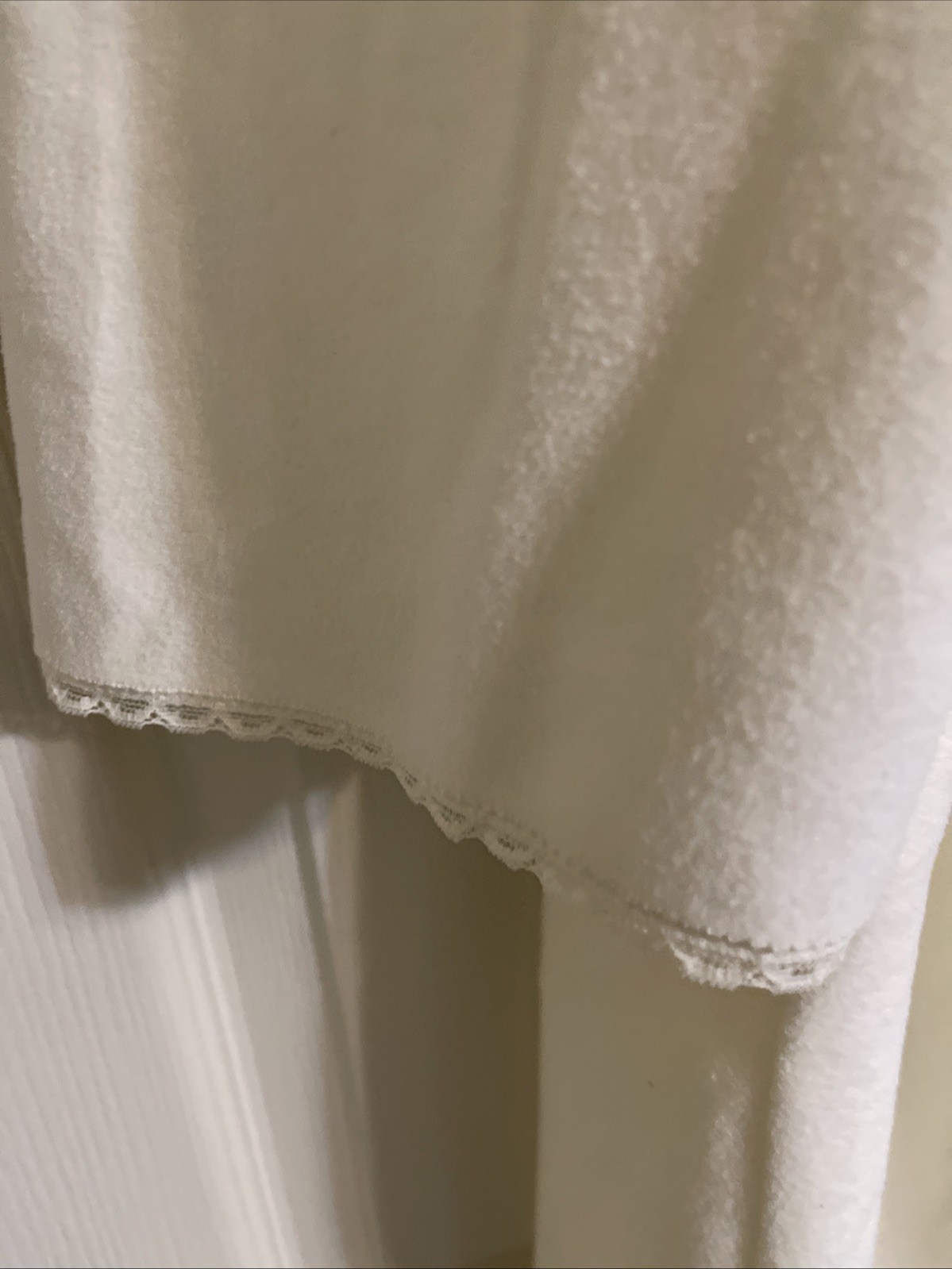 Vintage Vassarette Maxi House Coat Zipper Robe Fleece Lace Ivory M