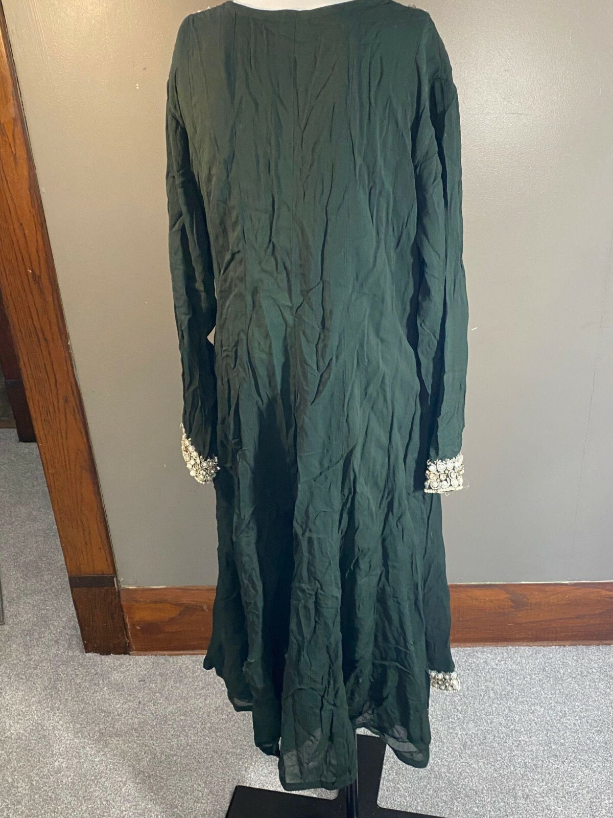 Sha Posh Women’s Dark Green Dress Long Sleeve with Pearls & Jewels Accents Size