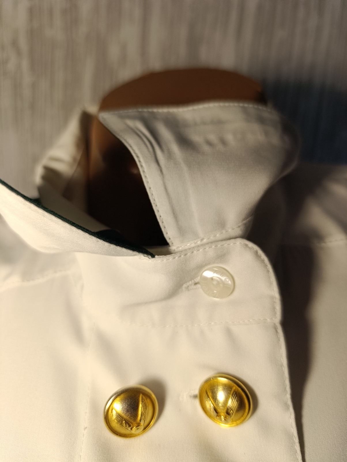 Vintage Yarell White Blouse Military Nautical Style | Green Trim | Gold Wing But