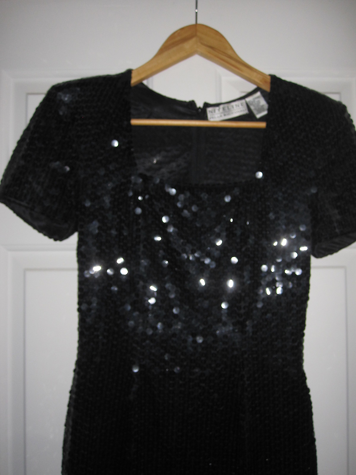 VINTAGE Niteline by Della Roufogali BLACK Sequin Cocktail Dress Size 4 1990’s