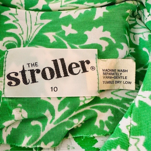 Vintage 70s The Stroller Shirt Dress Green Floral Size S/M
