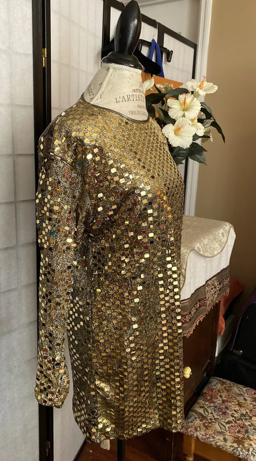 VTG 80s Kathleen Usherwood Periphery Nieman Marcus SHEER BLING Cocktail Dress S