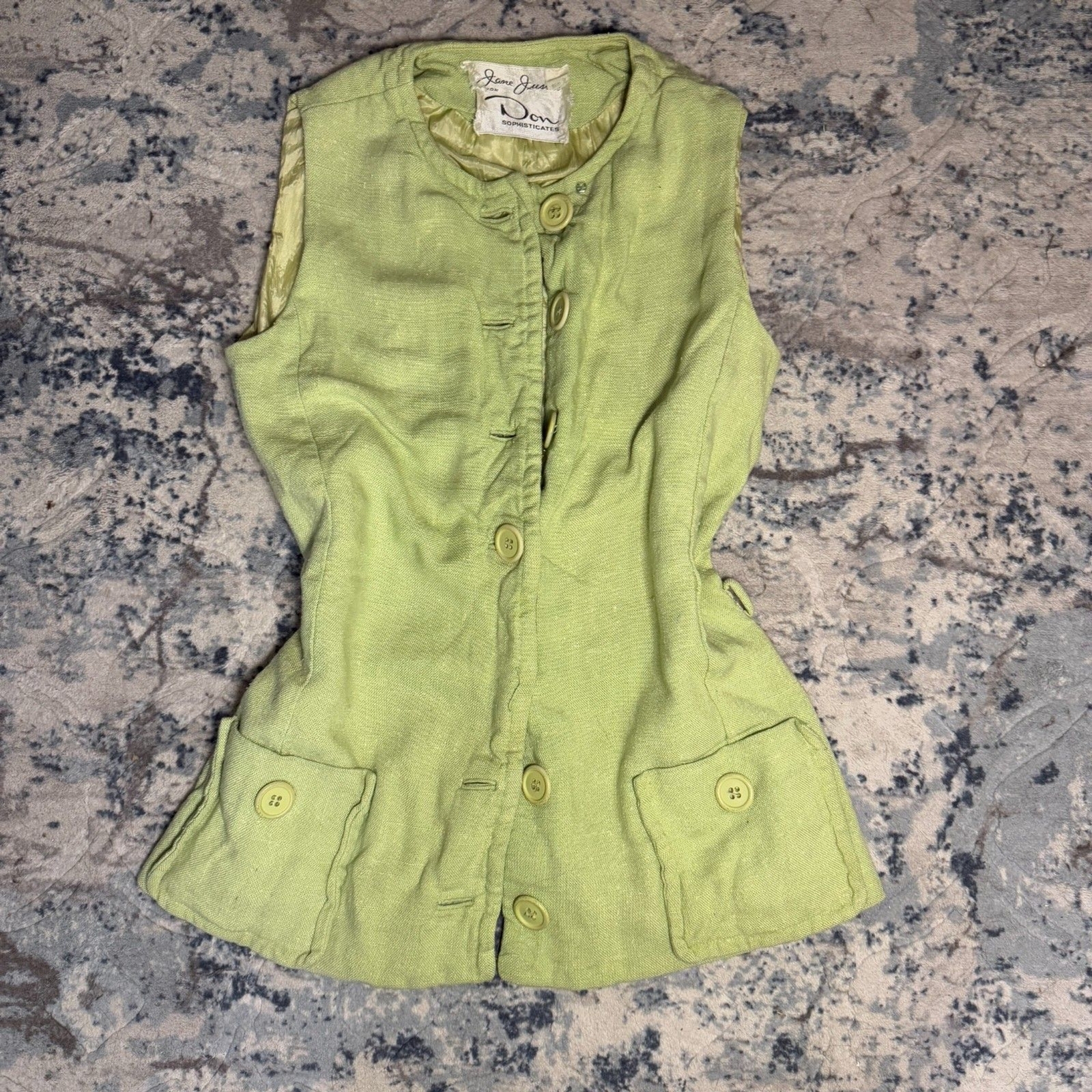 Vintage Green Jane Justin for Don Sophisticates Vest 70s Button Up size 9