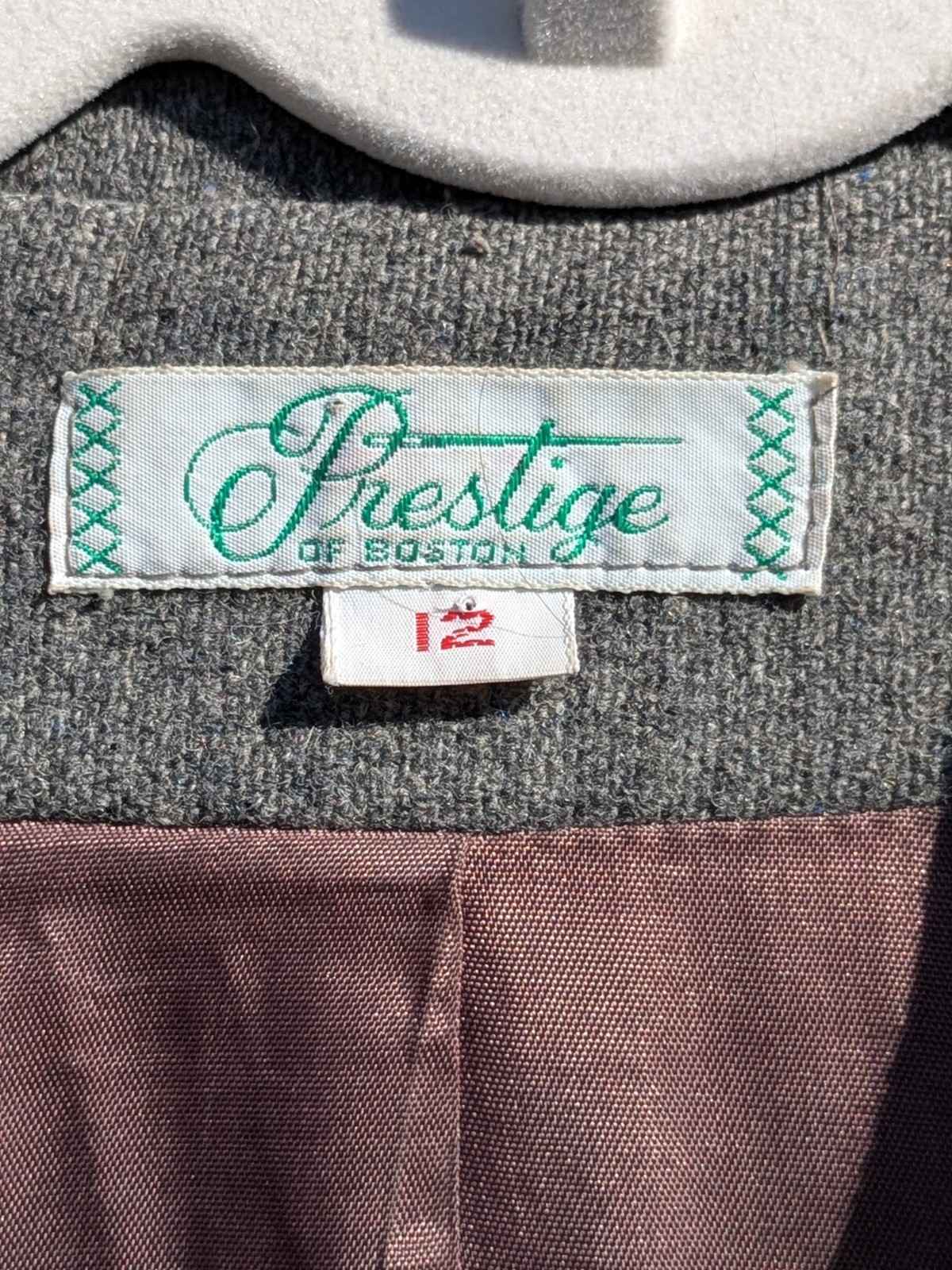 Vintage Women’s Prestige Of Boston Charcoal Gray Wool 2pc Suit Set Size 10 & 12