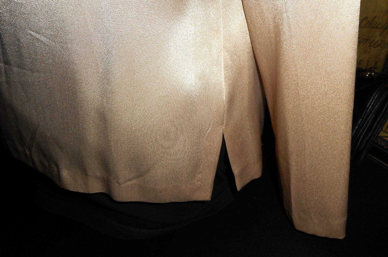 8 10 VinTage Satin Blazer Open Front Fly-a-way No Button Gold 1980’s Executive