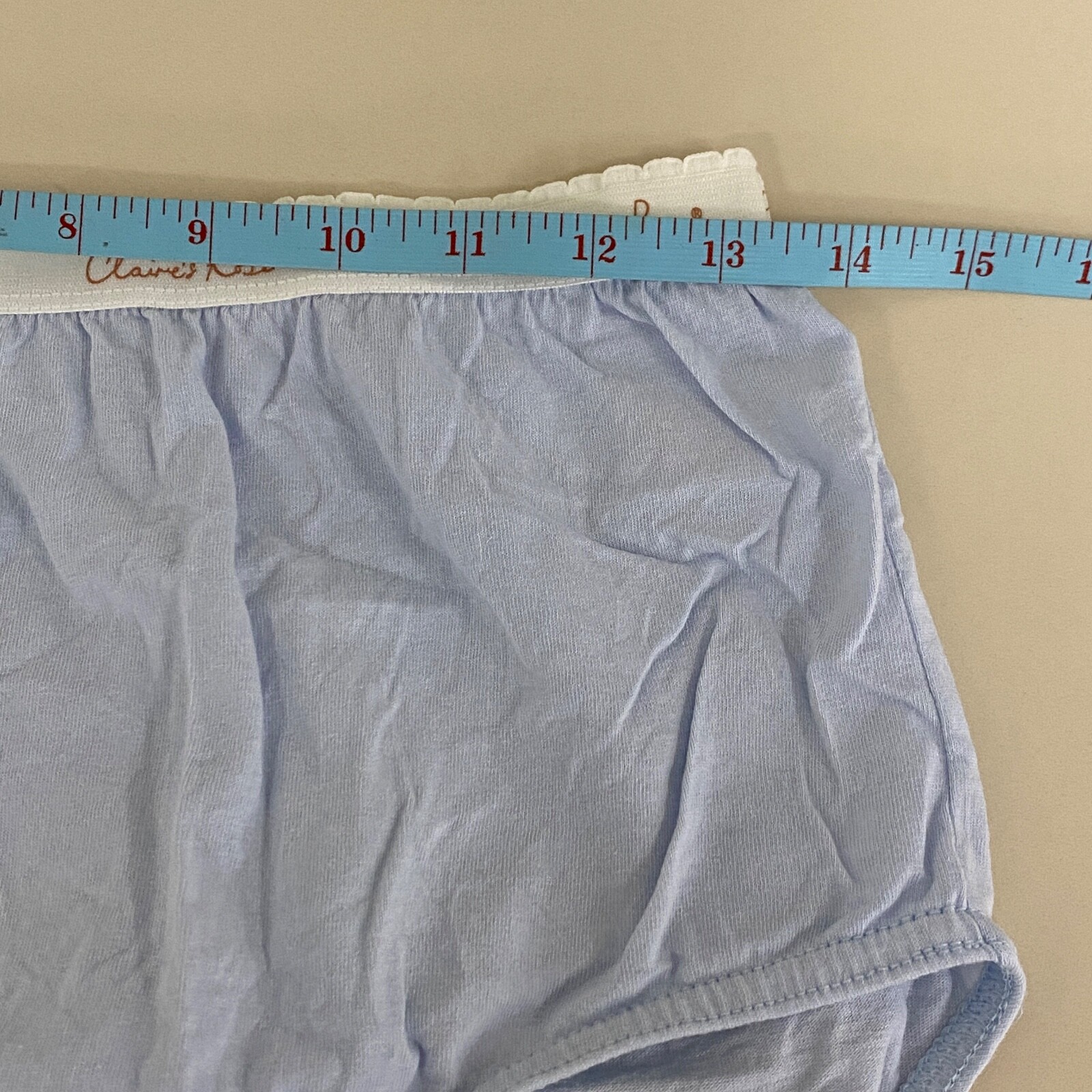Vintage Granny Panties Size 8 Blue Cotton Briefs Claire’s Rose Elastic Waist