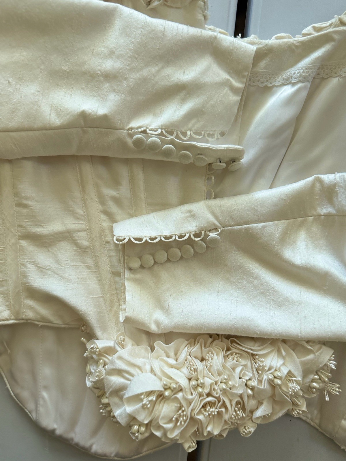 Anna Hernandez Handmade Bridal Corset Top XS/S Silk Victorian Style Long Sleeve