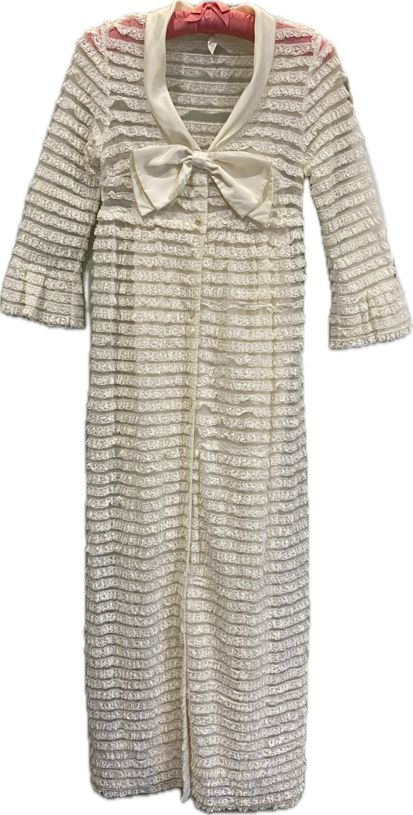 Vintage Unique 1940’s Saks Fifth Ave. lace ruffled Nightgown and matching Robe