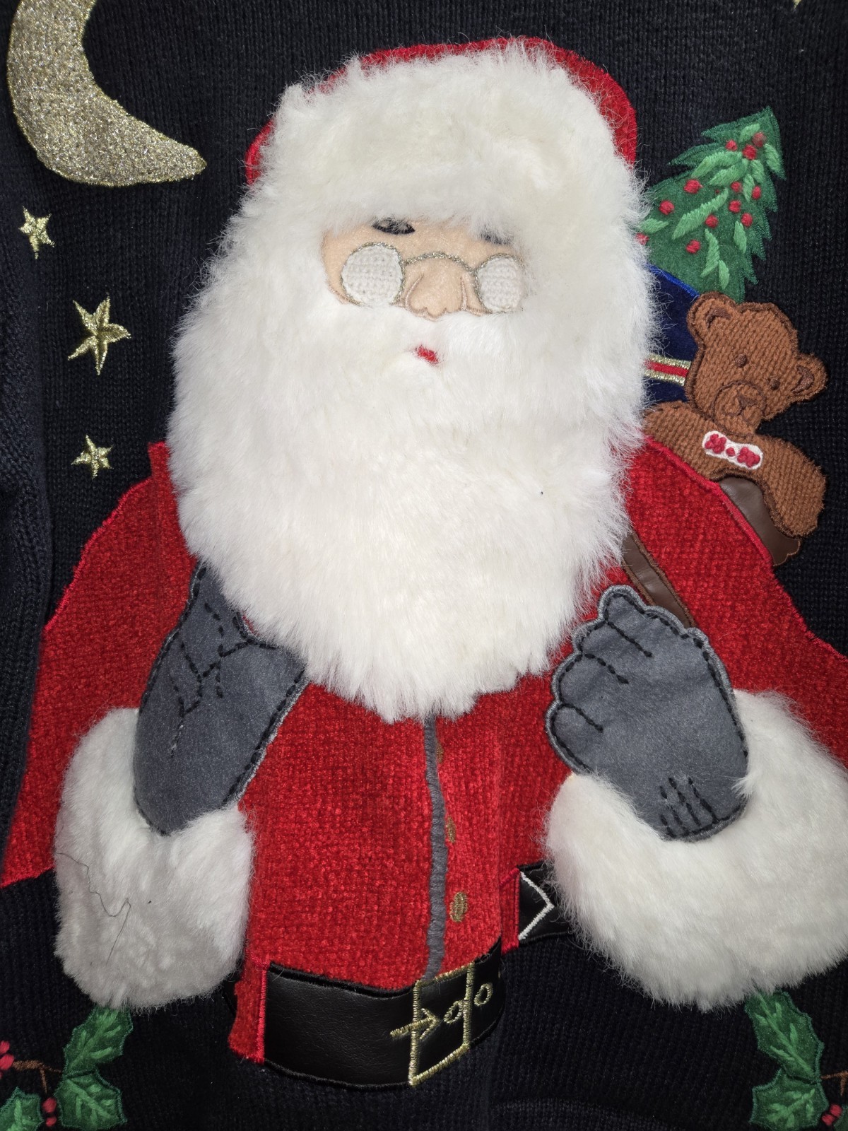 Vintage Women’s Hampshire Studio Blue Christmas Zip Sweater Presents Santa MED