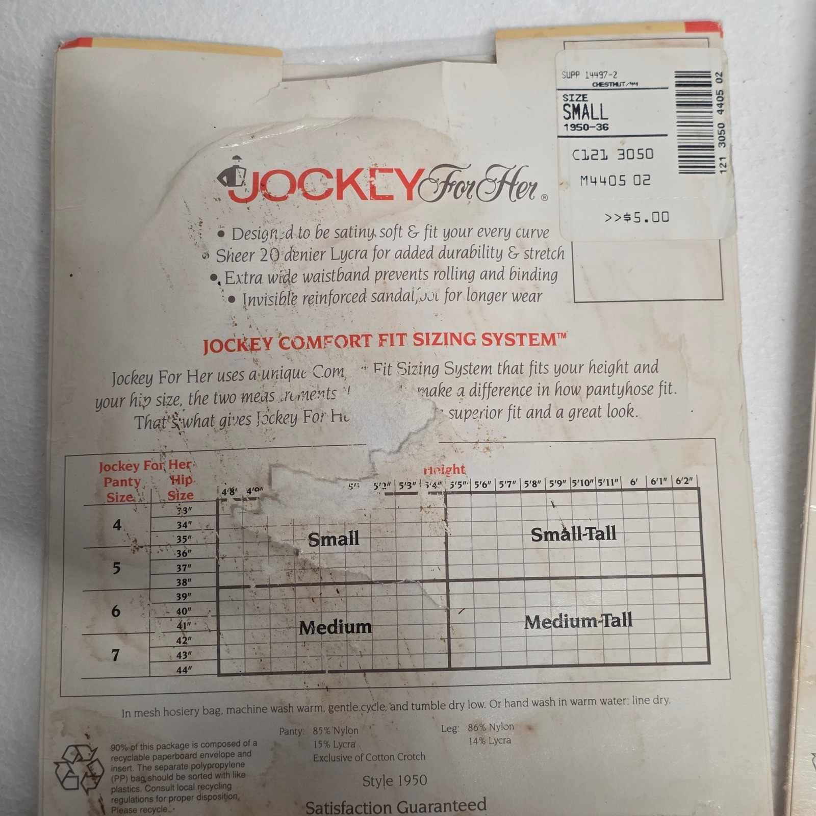 2pk Vintage Jockey For Her Pantyhose Small Chestnut Warm Beige Control Top 1950