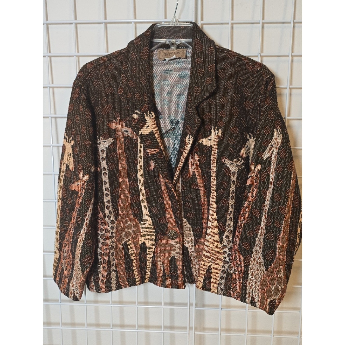 Painted Pony Vintage Giraffe Tapestry Women’s Jacket Brown Multi Size Large