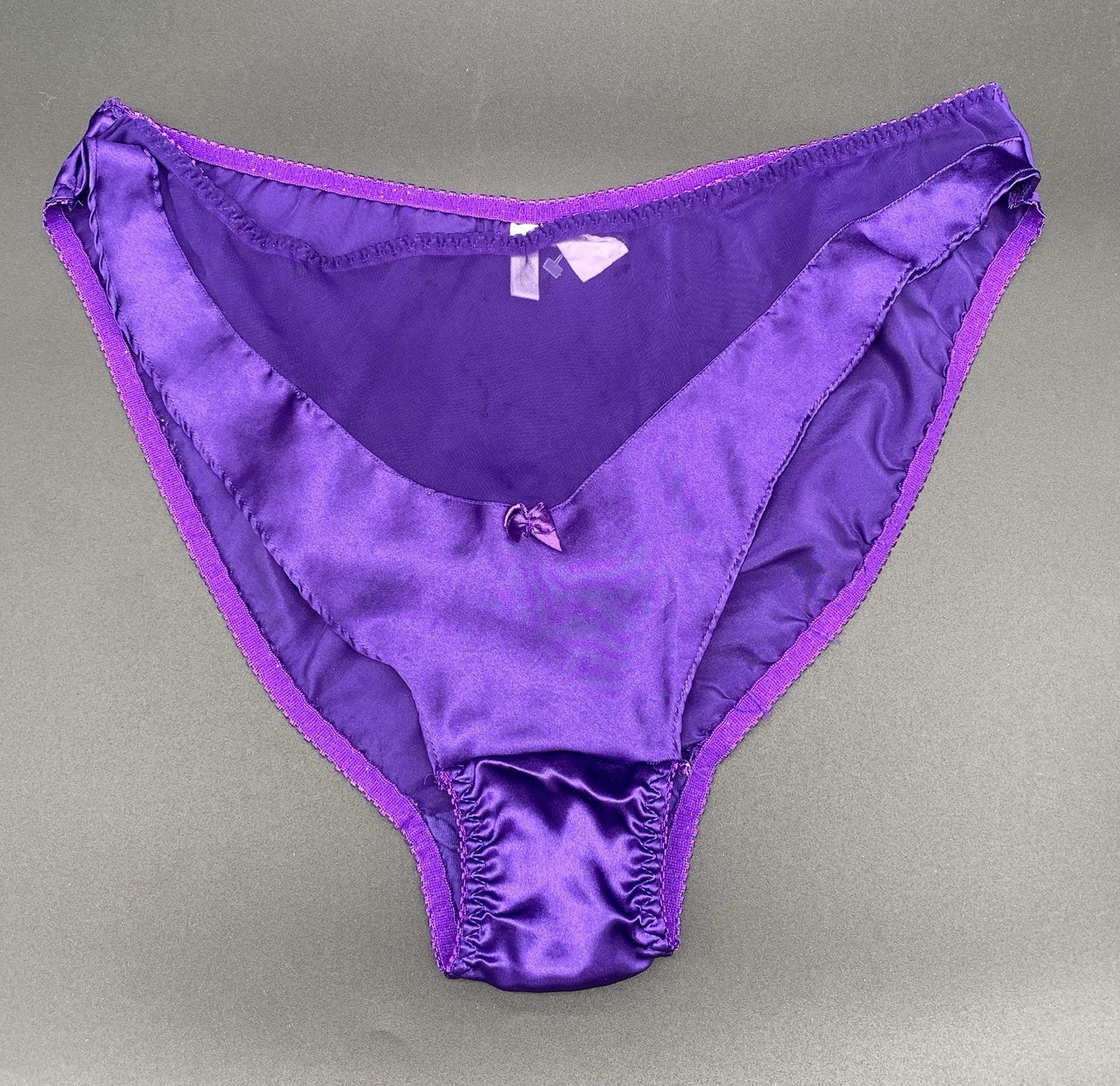 Vintage Delicates Gold Label SILKY Satiny Mesh Hi Cut Hi-Leg Purple Panties