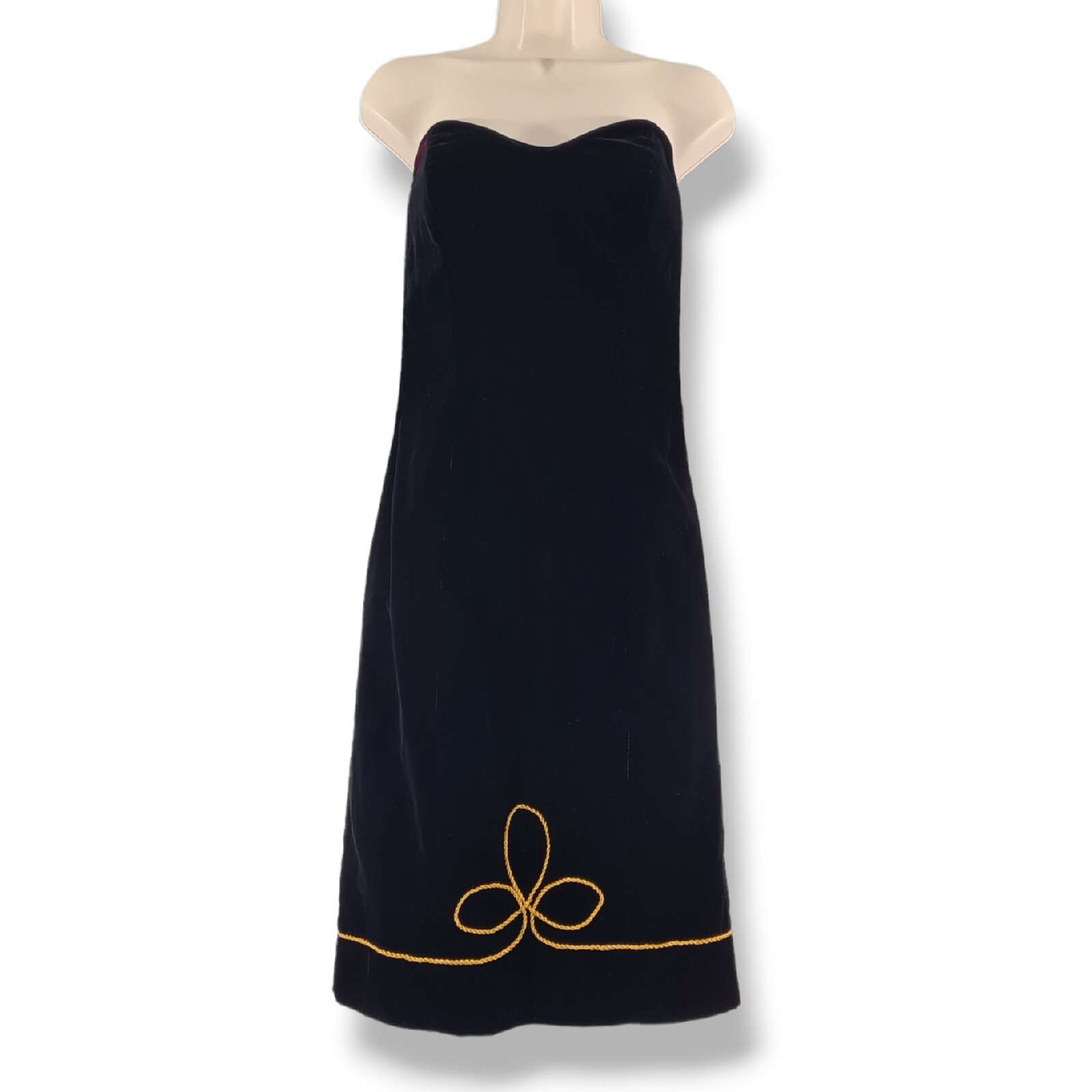 Vintage 80s BARBOGLIO CRISTINA JAN Dress Strapless Black Velvet Bodycon