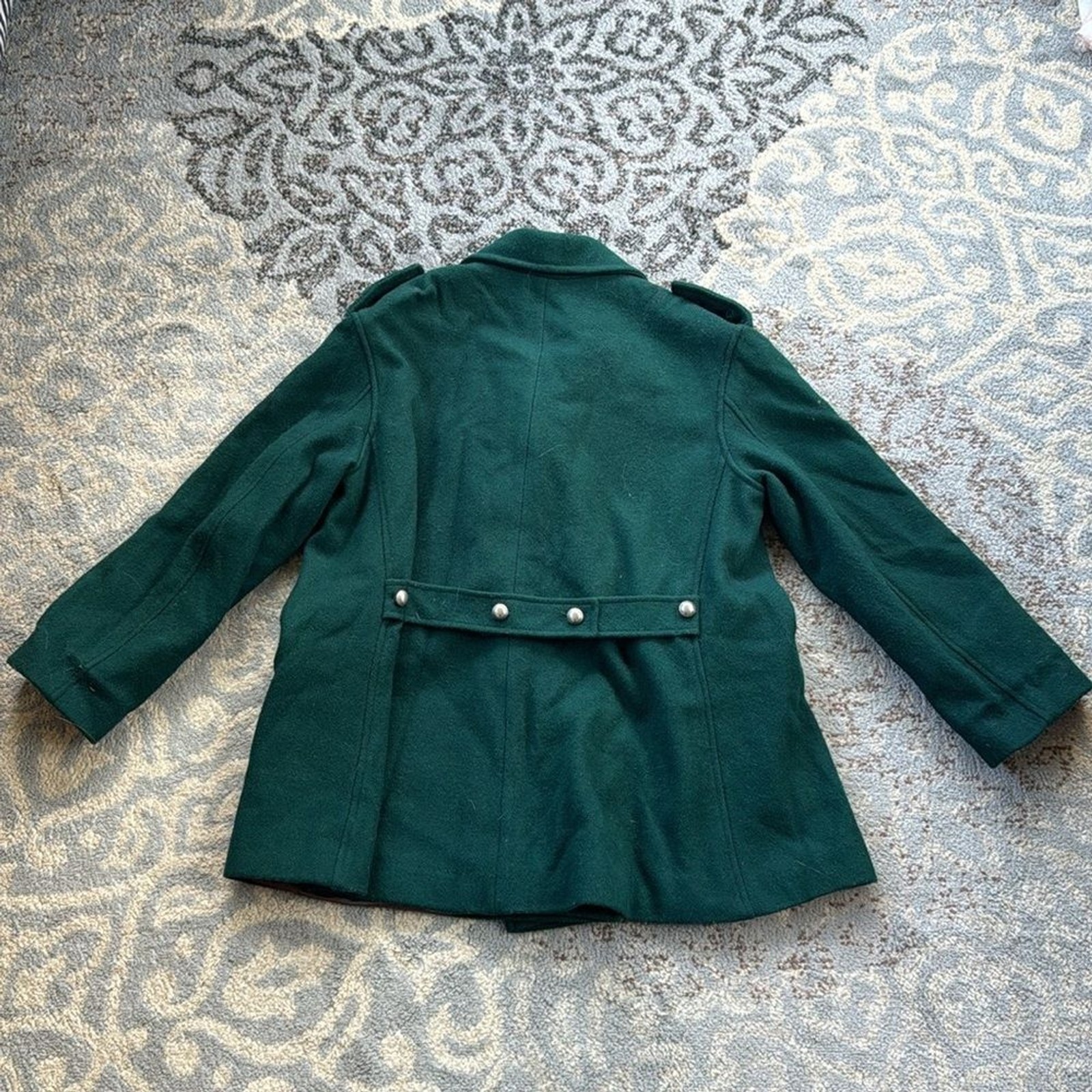 Vintage Bonjour Wool Peacoat Green Large