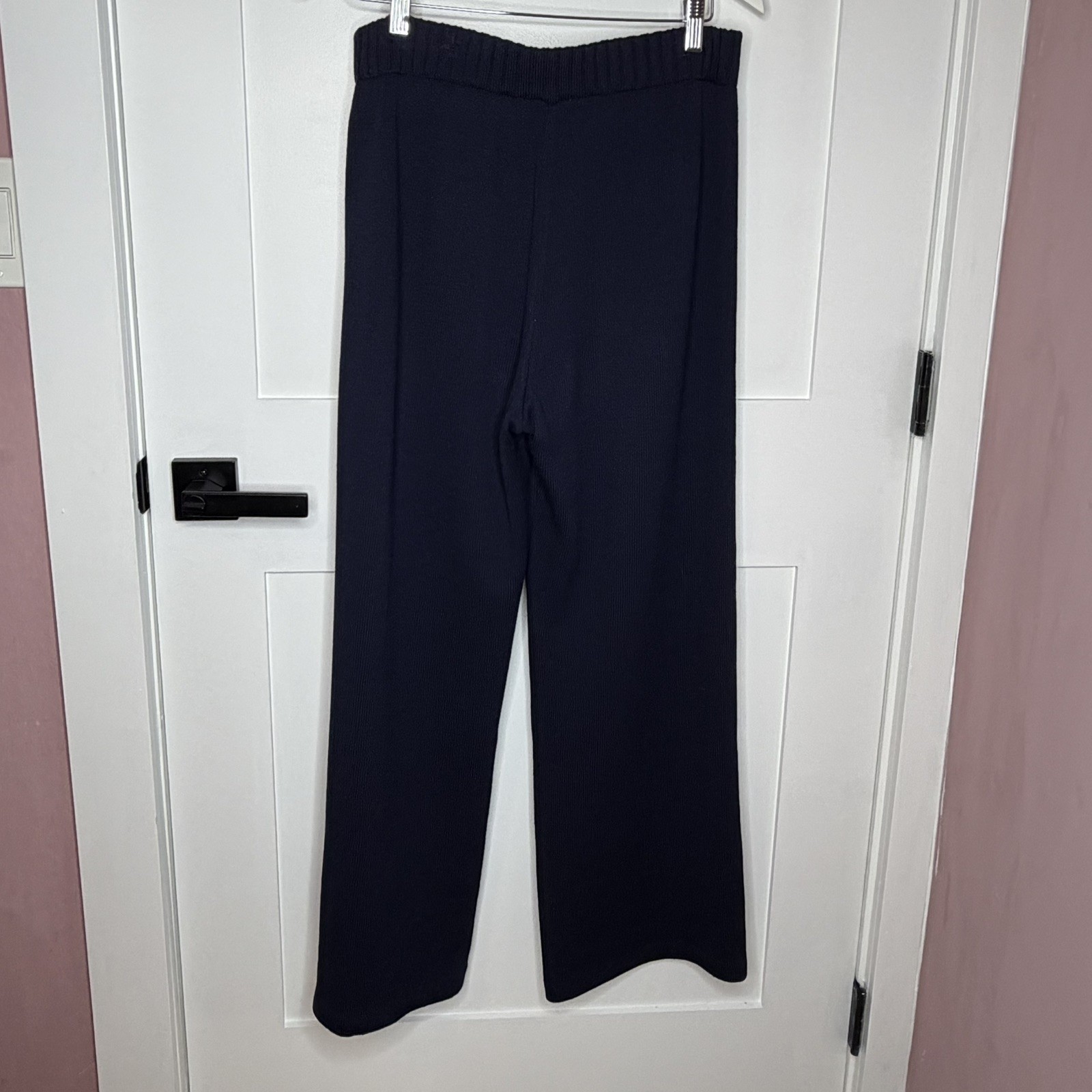 St. John Santana Knit Wool Pants Navy Blue Womens M