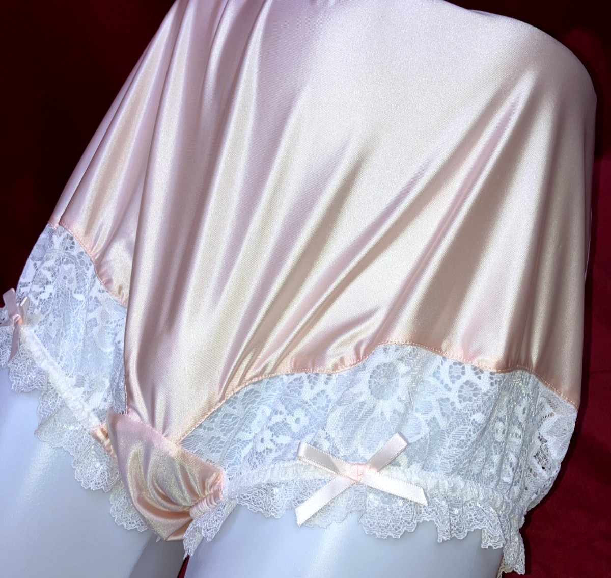 1X 2X Mushroom Gusset Granny Panty Silky Nylon Satin Brief Sissy Vintage styl