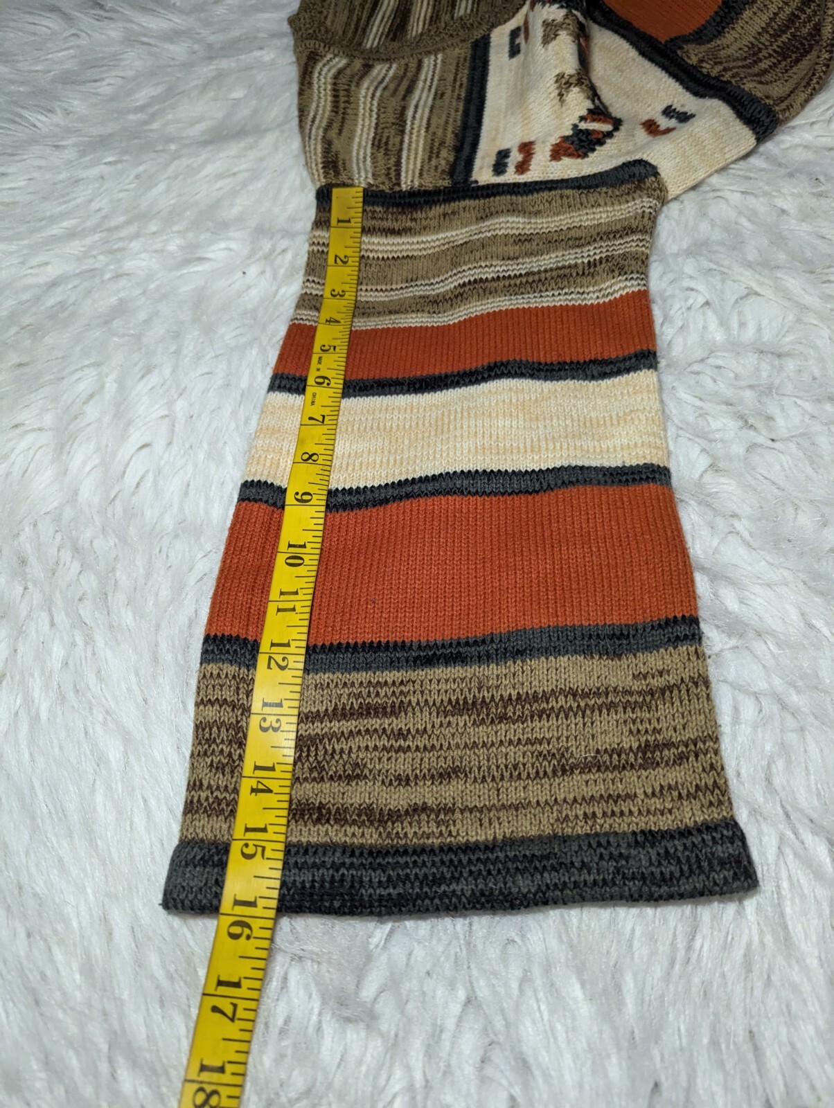 VTG J.L. HUDSON’S Knit Sweater Orange Brown RETRO Hippie Groovy Womens Large EUC