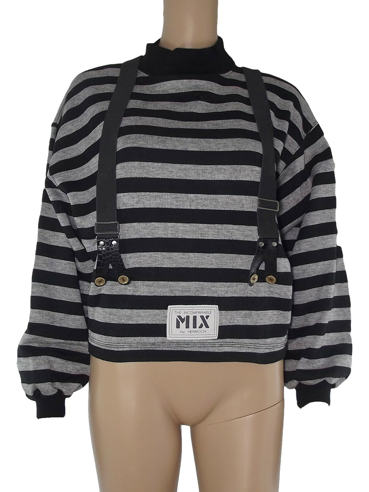 The Incomparable Mix Men’s Sweatshirt Gray Black Size M Vintage 80s Suspenders