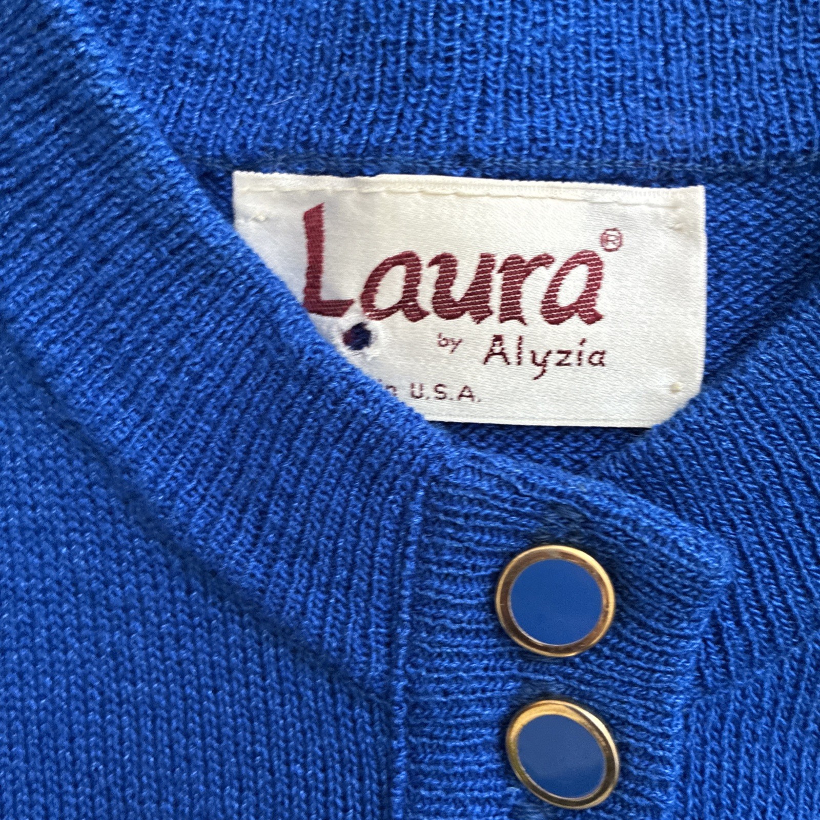 Vintage 2 Piece Knit Ladies Womens Suit LAURA by Alyzia USA Royal Blue
