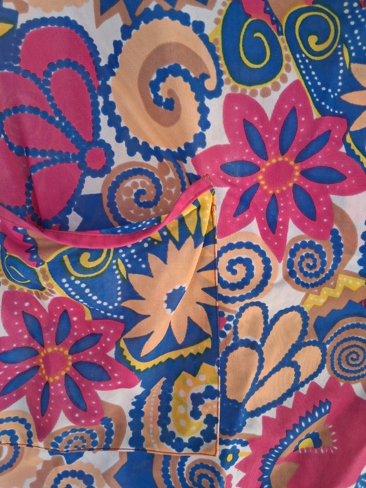 Funky Pink And Blue Vintage Hairdressing Smock Steel Magnolias Dolly Parton