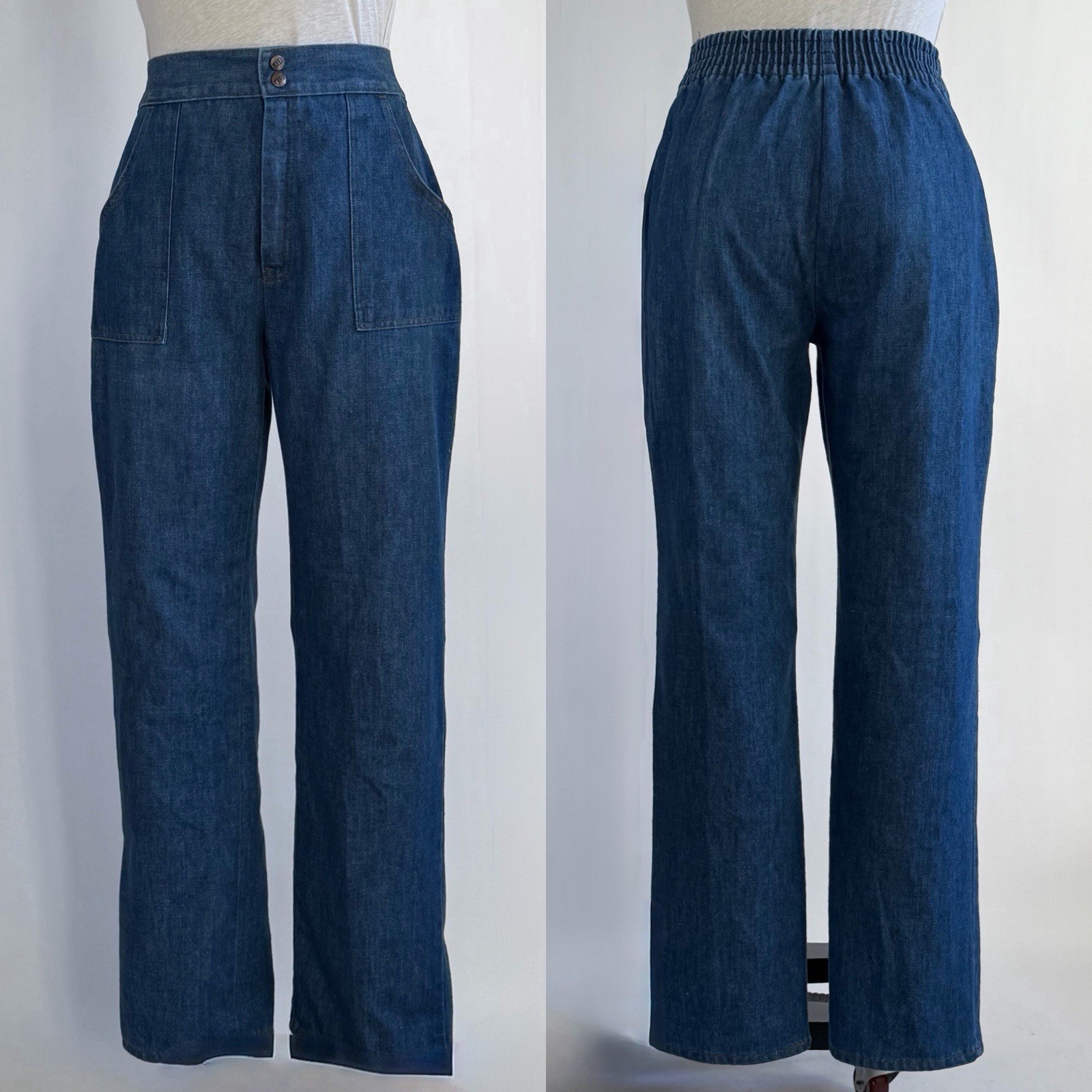 Vintage 70s Sears Jeans That Fit High Waist Wide Leg Elastic Back M