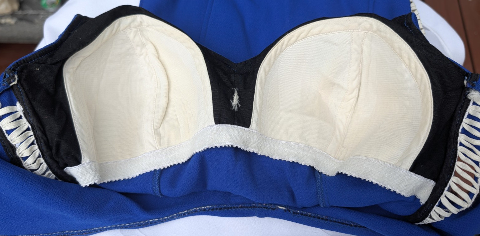 Vintage 60’s Surf Togs blue One-piece Swimsuit bathing suit open sides 36/14