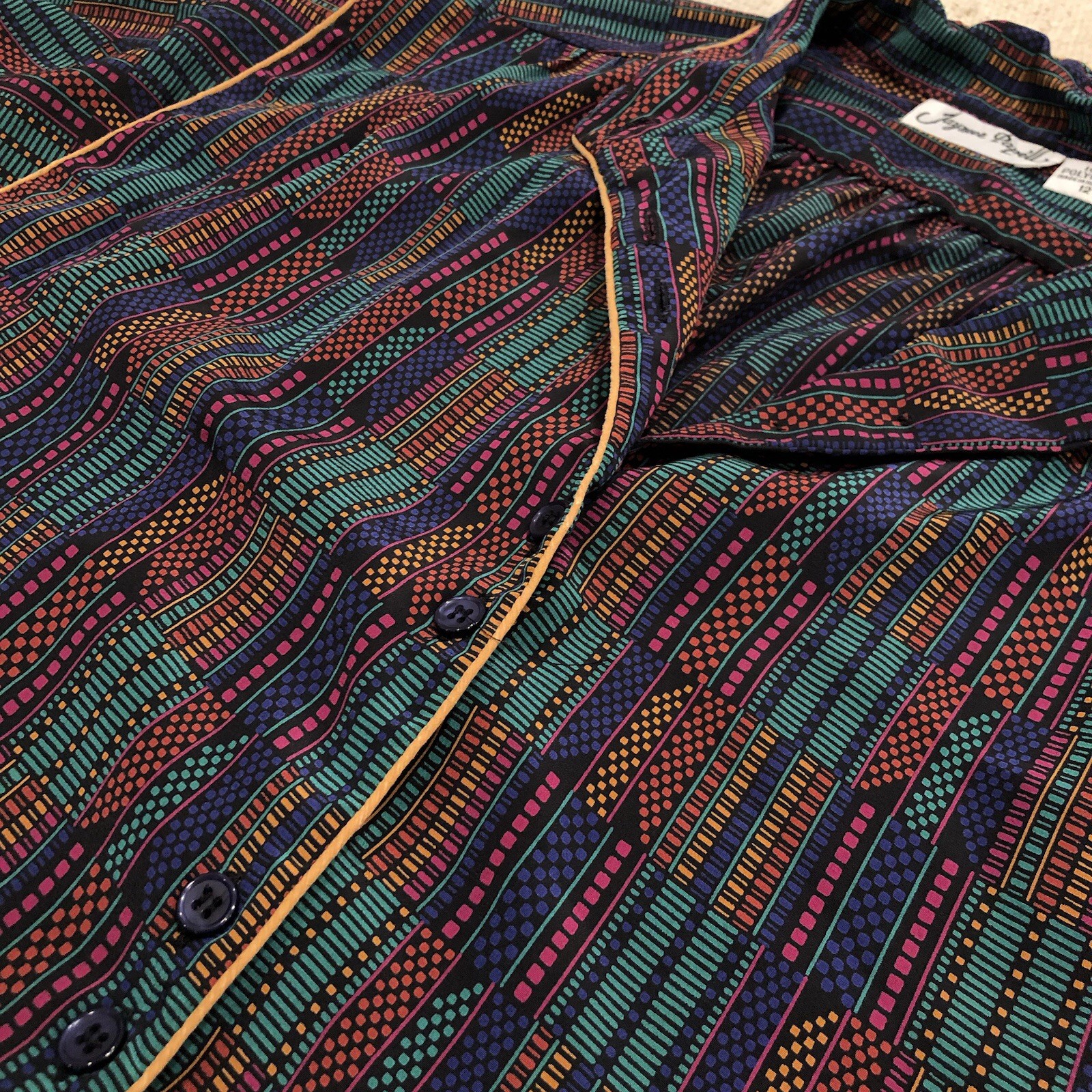 Jaymee Papell Vintage Blouse, 12, Multicolor, Button Accents