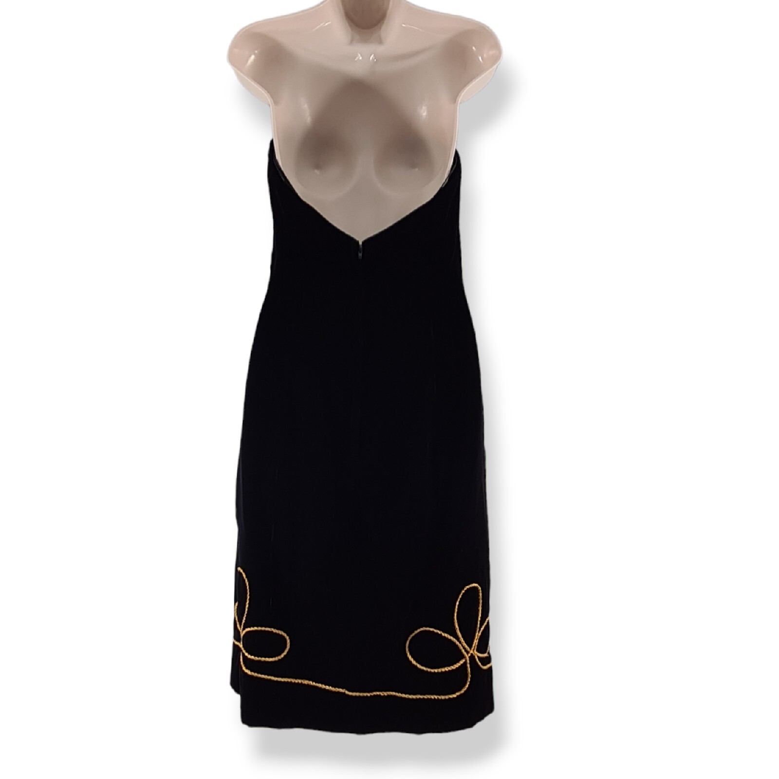 Vintage 80s BARBOGLIO CRISTINA JAN Dress Strapless Black Velvet Bodycon