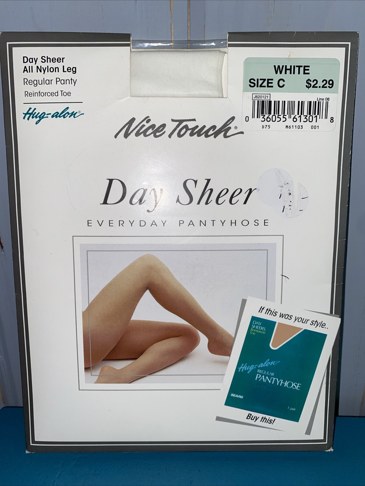 Vintage Sears Nice Touch Day Sheer Hug-alon Pantyhose White Size C