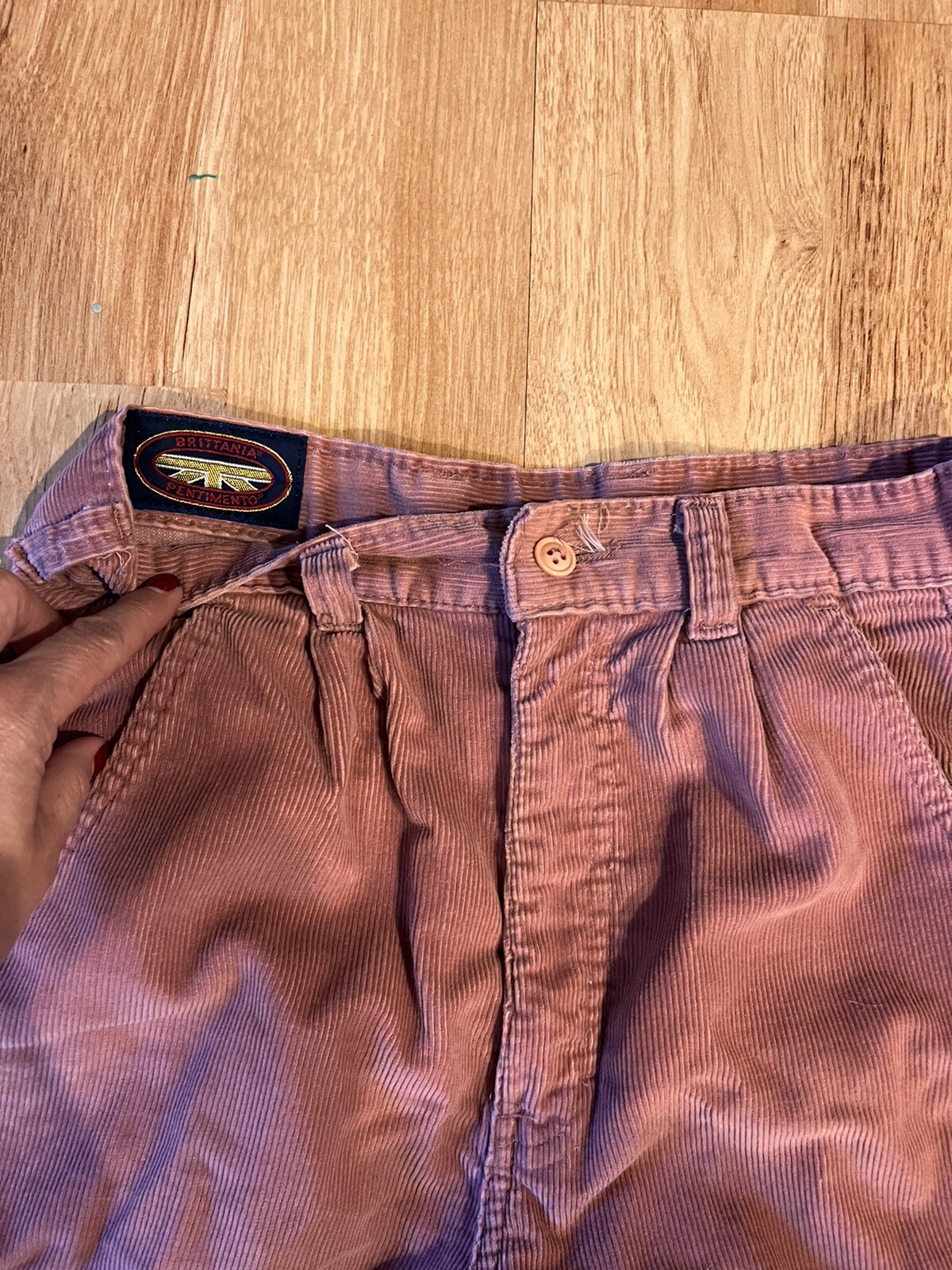 Vintage 1970s 80s Britannia Corduroy High Waisted Mom Hi Rise Pants Rose Pink