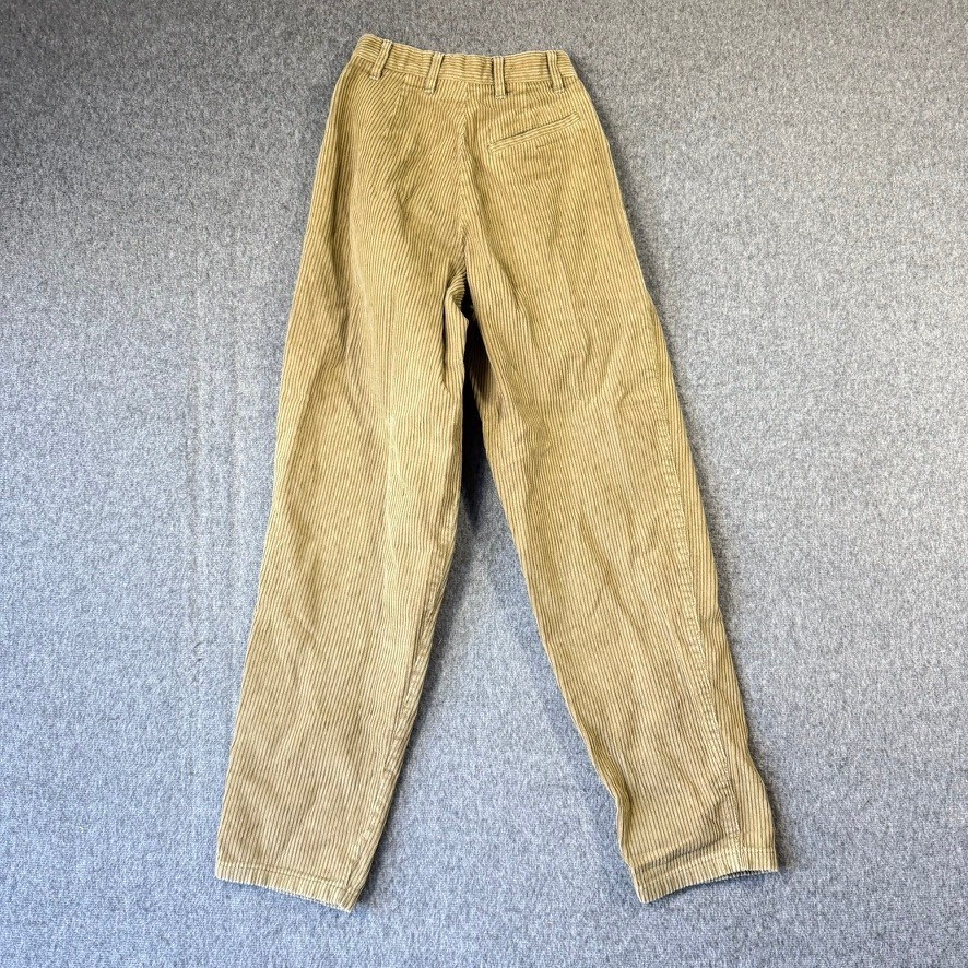 Vintage Bonjour Corduroy Pants Womens 3/4 Tan Khaki High Waisted Pleated Tapered