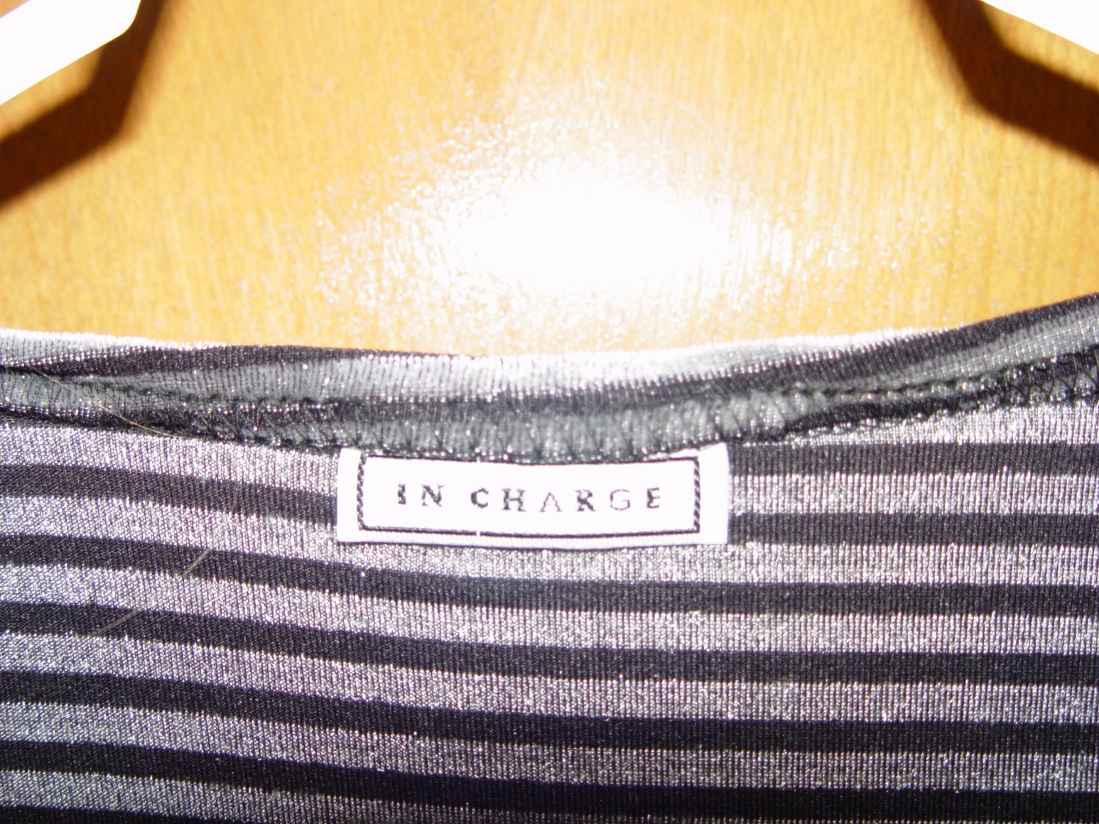 Rare! Vintage In Charge Velvet Shiny Silver/Gray and Black Stripe Crop Top S Y2K
