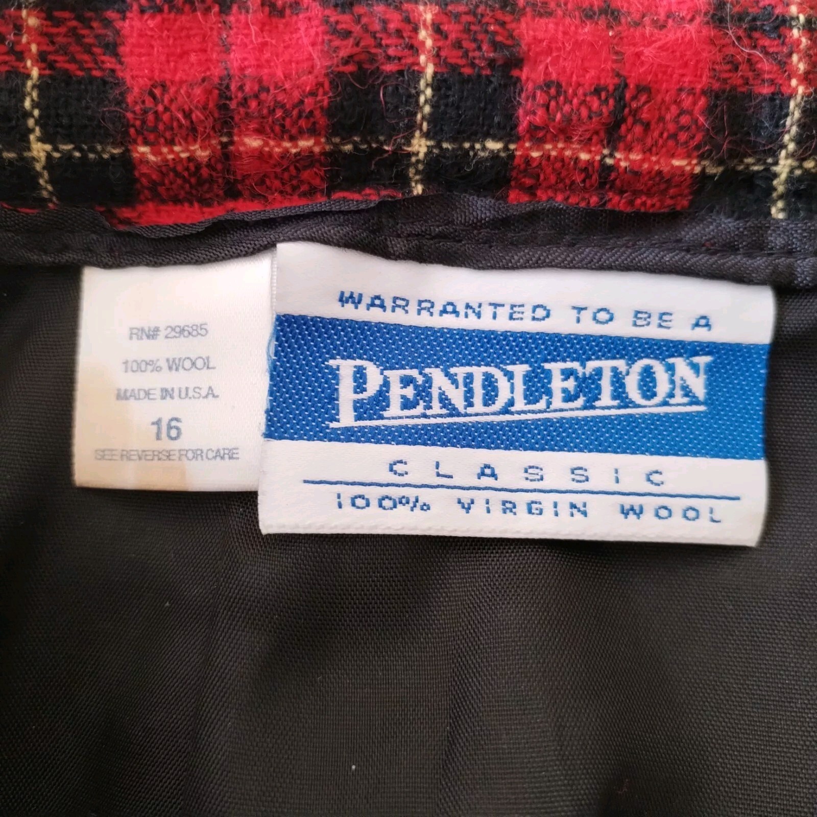 Vintage Pendleton Skirt Size 16 Red Tartan Plaid Wool Knee Length Dark Academia