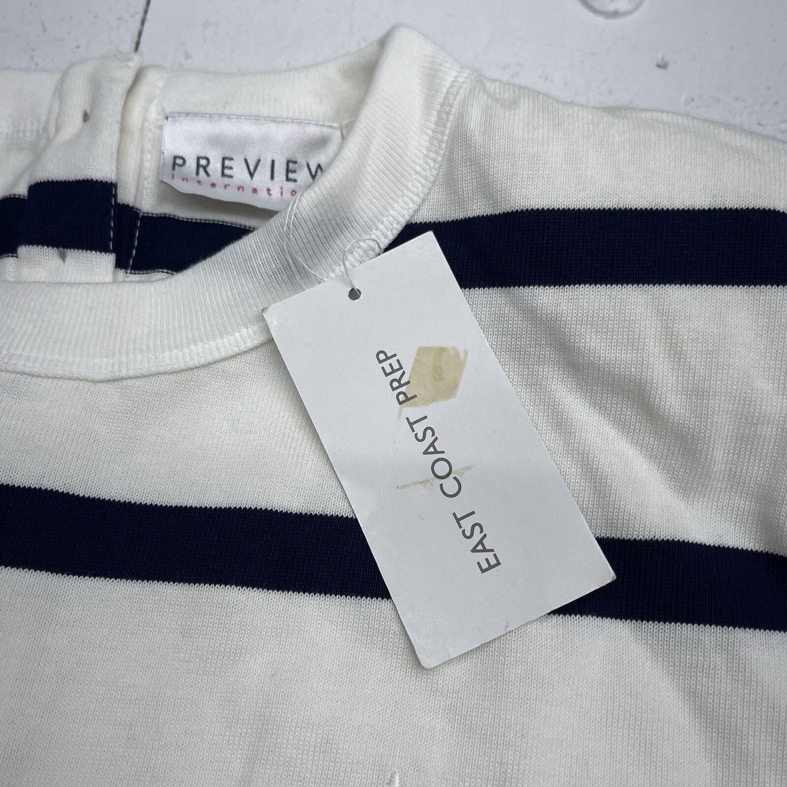 Vintage Preview International White Stripe Long Sleeve T Shirt Womens Size Small