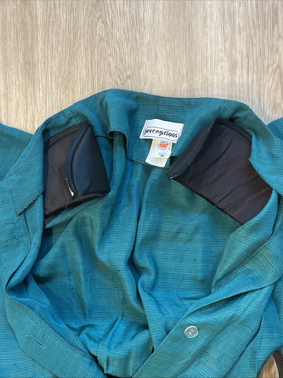 Vintage Perceptions Dress 9/10, S/M Teal Green Belted Midi USA Union Made Retro
