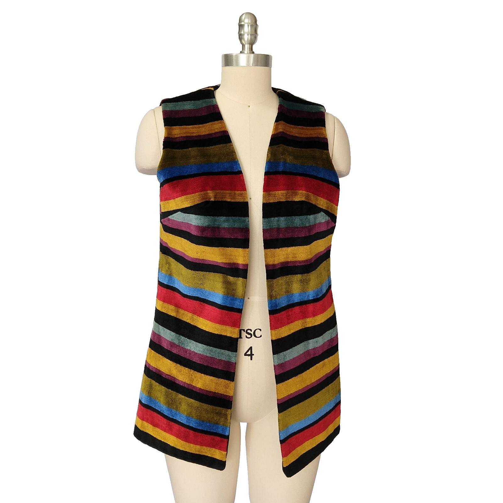 Aladdin Vintage Vest Tapestry Boho Hippie Carpet Striped Festival Size M Long