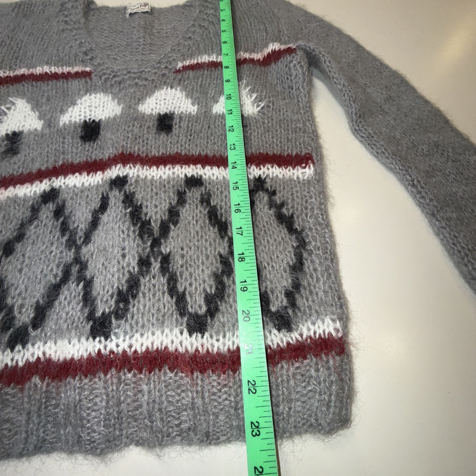 Womens Wool Blend Hand Knit V Neck Sweater S/M Gregory Full Made in Italy