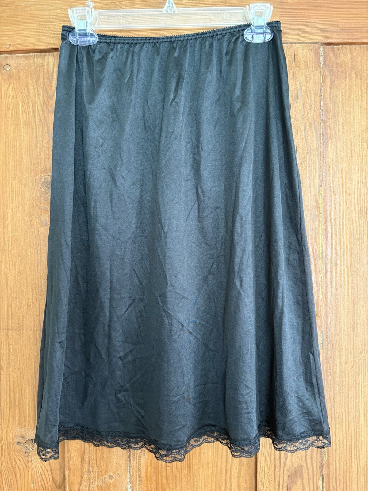 Vintage USA Warners Perfect Measure Black Antron Nylon Half Slip L