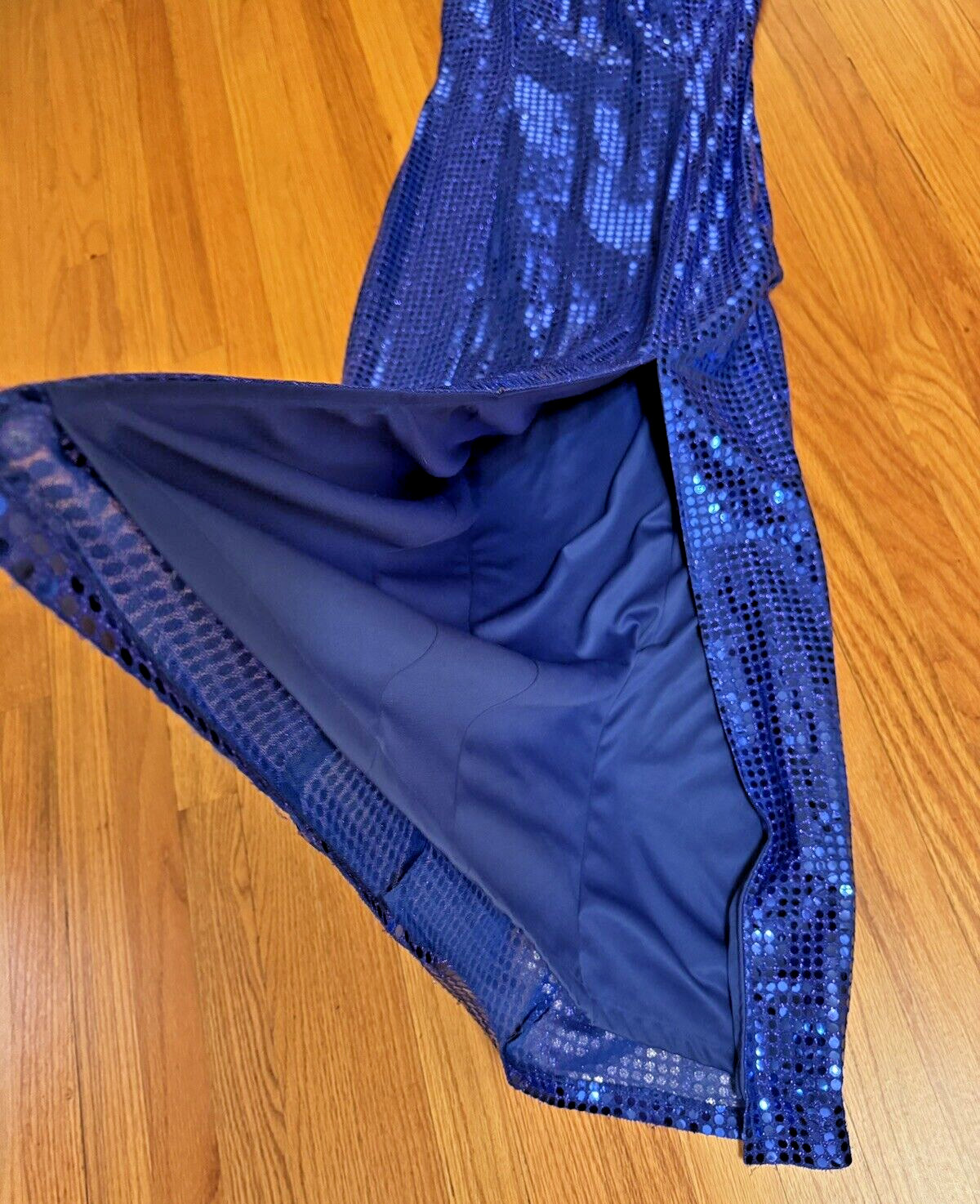 1990’s LA Glow Blue Metallic Blingy Sequined Zipper Dress Gown Juniors 9/10