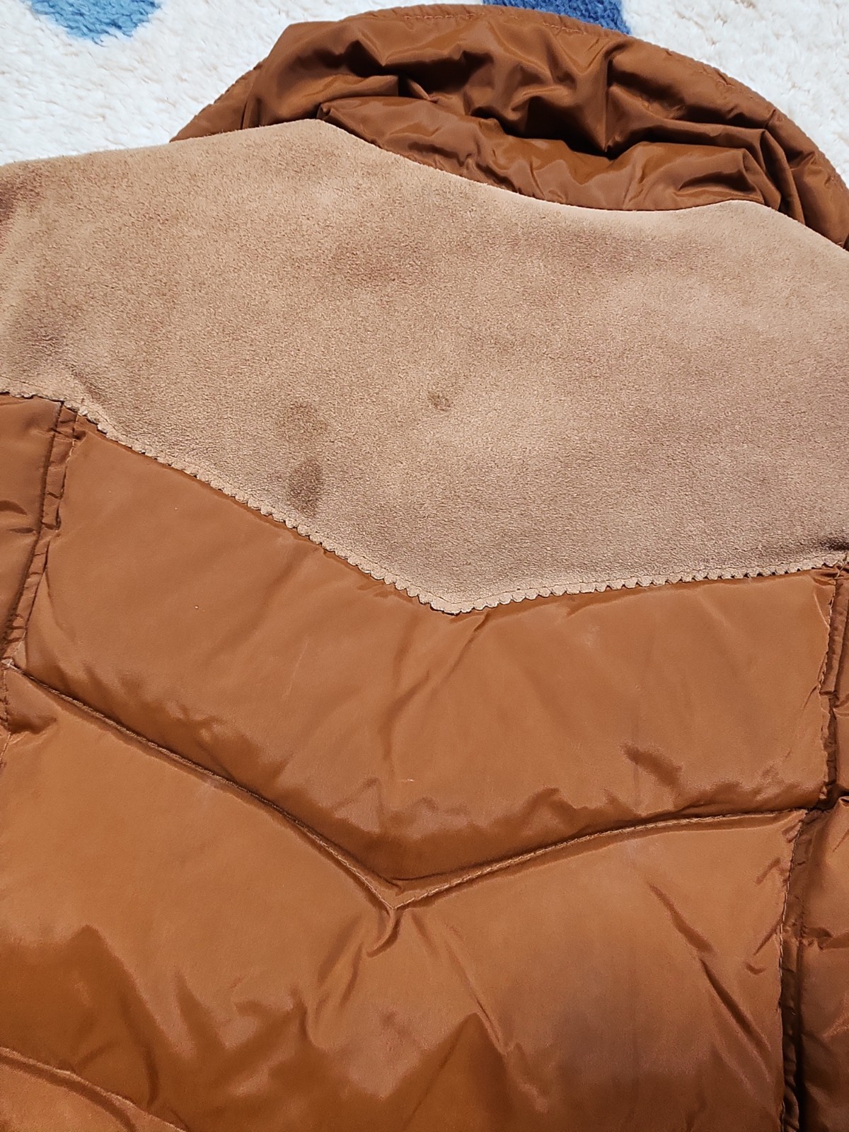 VINTAGE MS PIONEER 70’s Down Puffer Vest Small Women Nylon/Leather Brown Western