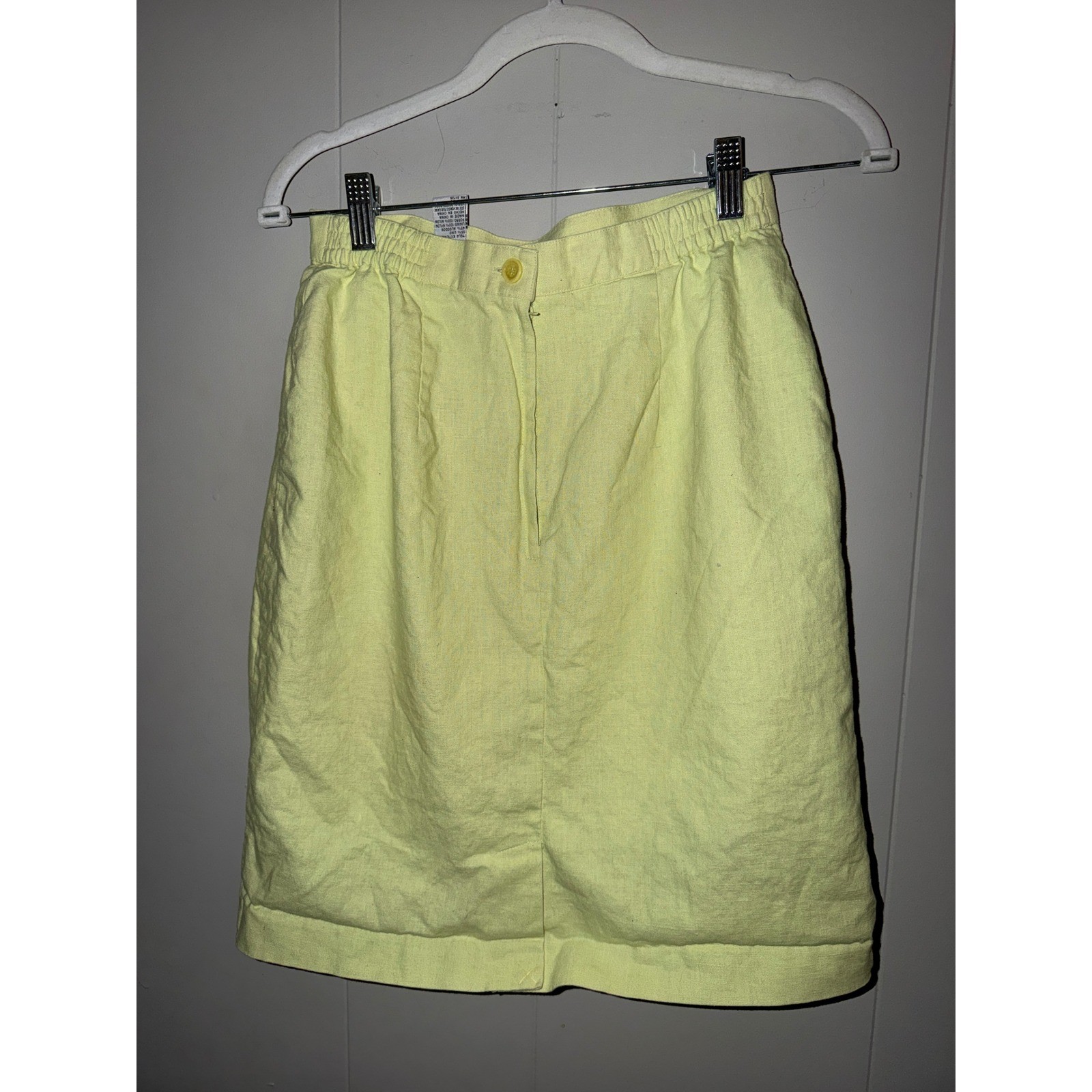 Savannah II Vintage Lime Green Linen Blend Skirt Suit Set Petite 8P Chartreuse