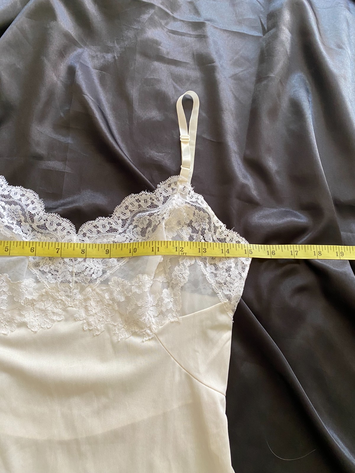 Vintage 1960s White Lace Trim Mini Slip Mod Boho Small Bride