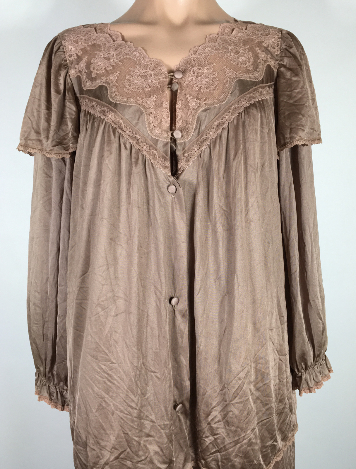 EXQUISITE VTG MISS ELAINE INTIME ERA CHIFFON Robe and Top Sz L ILGWU Union 2pc