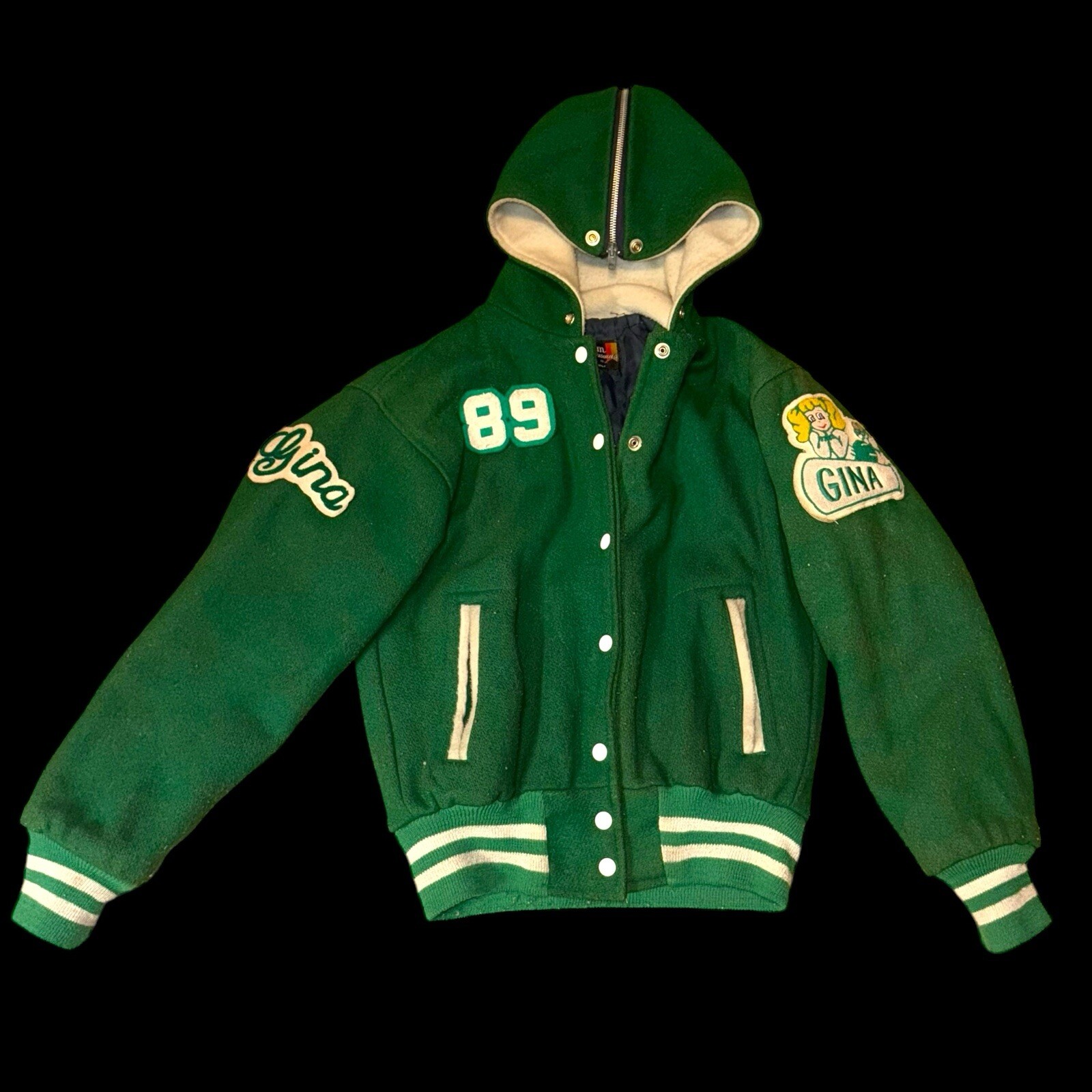 Vintage Fordham Cheerleading Gina Varsity Jacket Womens 36 Green Wool Chenille
