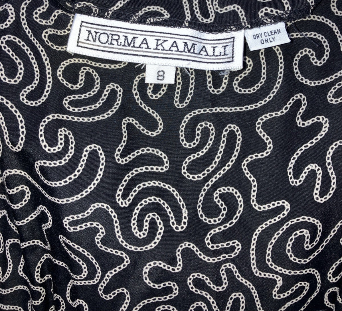 Vintage 80s NWT NOS Norma Kamali Rayon Chain Print Pencil Skirt Summer