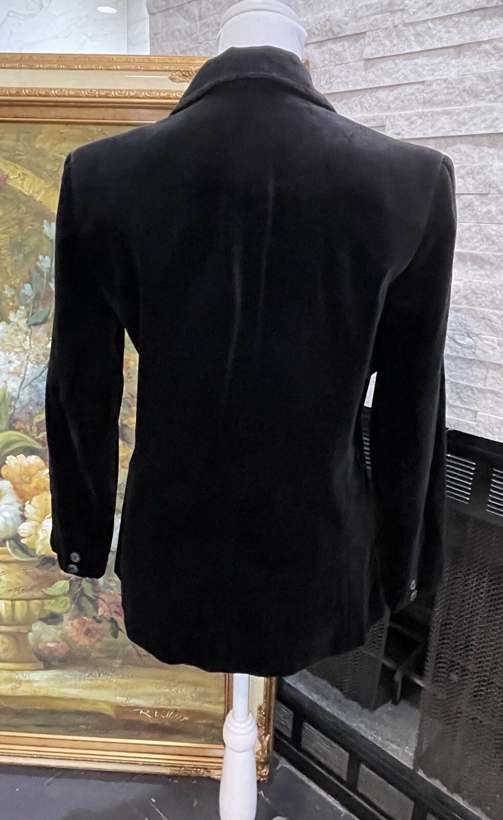 Vintage The Fashion Place Sears Black Velvet Blazer 2 Button Size 8 1980s Preppy