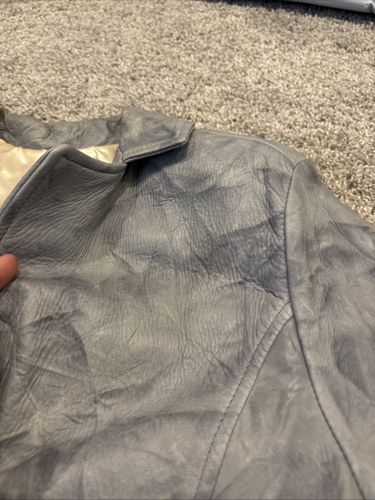 Vintage Midwestern Sport Button Gray Leather Deerskin Jacket Made In USA 34/10